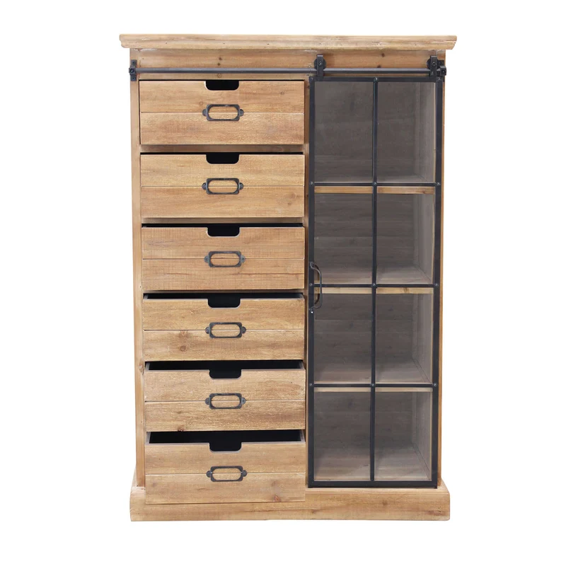 Cassettiera con anta scorrevole in Legno Metallo cm 82x39 5x123 - BRENNAN