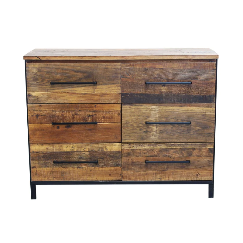 Cassettiera Moderna con sei cassetti in Legno Metallo cm 110x45x86 - DARWIN