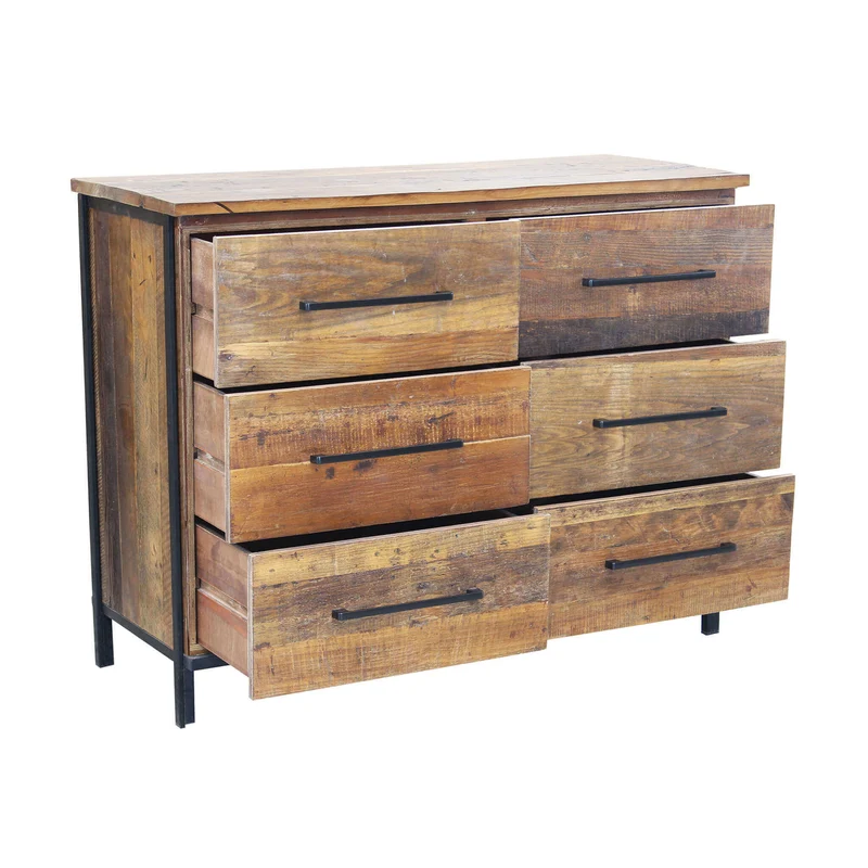 Cassettiera Moderna con sei cassetti in Legno Metallo cm 110x45x86 - DARWIN