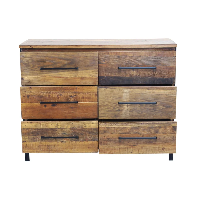 Cassettiera Moderna con sei cassetti in Legno Metallo cm 110x45x86 - DARWIN