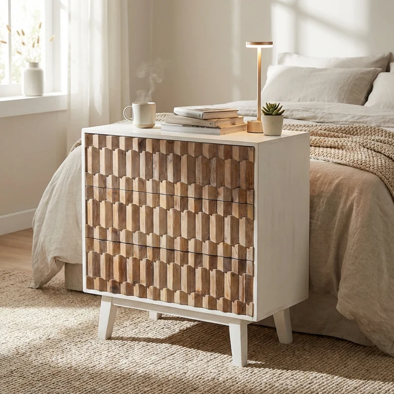 Cassettiera per soggiorno moderna in Legno cm 88x45x89 - FLETCHER