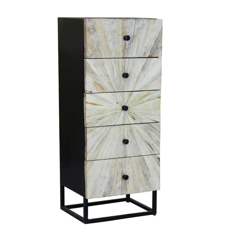 Cassettiera 5 cassetti in Legno Metallo cm 45x35x110 - BAPTIST