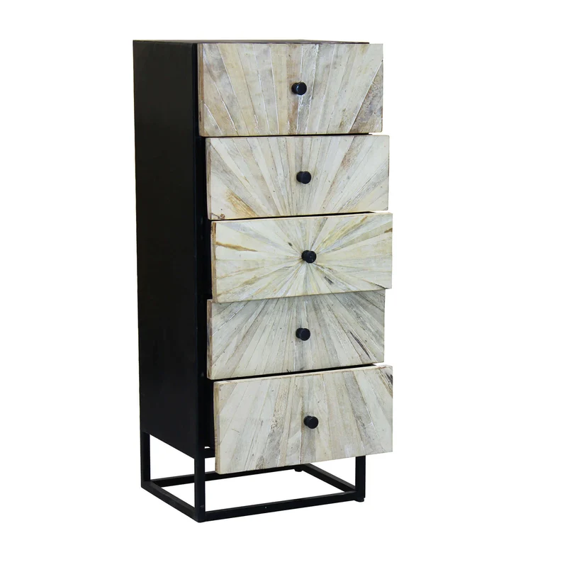 Cassettiera 5 cassetti in Legno Metallo cm 45x35x110 - BAPTIST