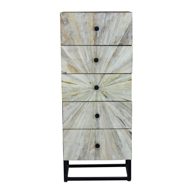 Cassettiera 5 cassetti in Legno Metallo cm 45x35x110 - BAPTIST