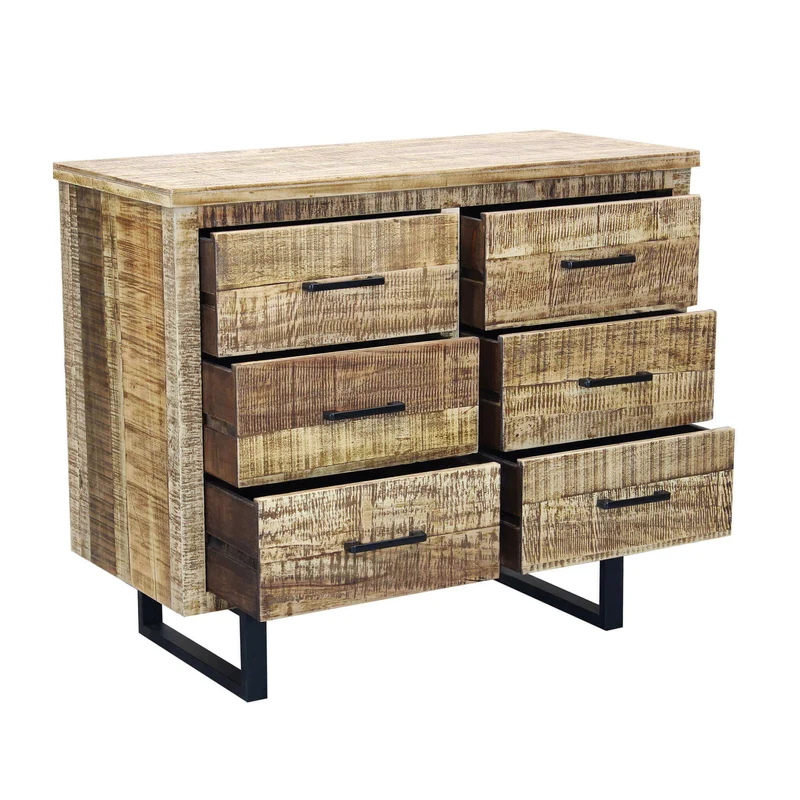 Cassettiera con sei cassetti in Legno Metallo cm 100x45x83 - TERRANCE