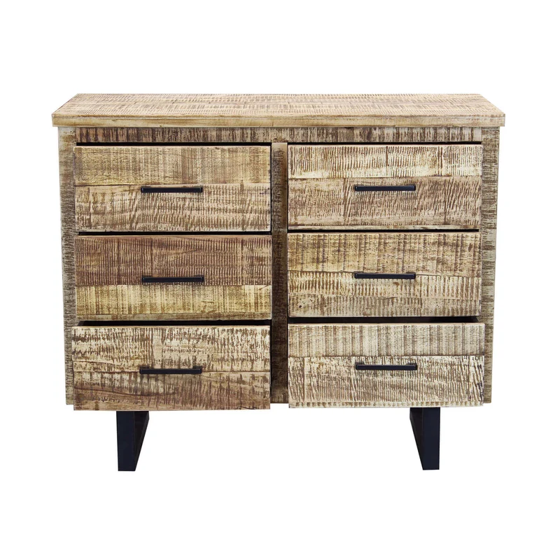 Cassettiera con sei cassetti in Legno Metallo cm 100x45x83 - TERRANCE