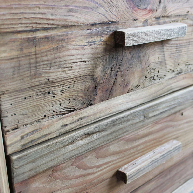 Cassettiera con 6 cassetti in Pino riciclato cm 102 6x48x85 - PINE