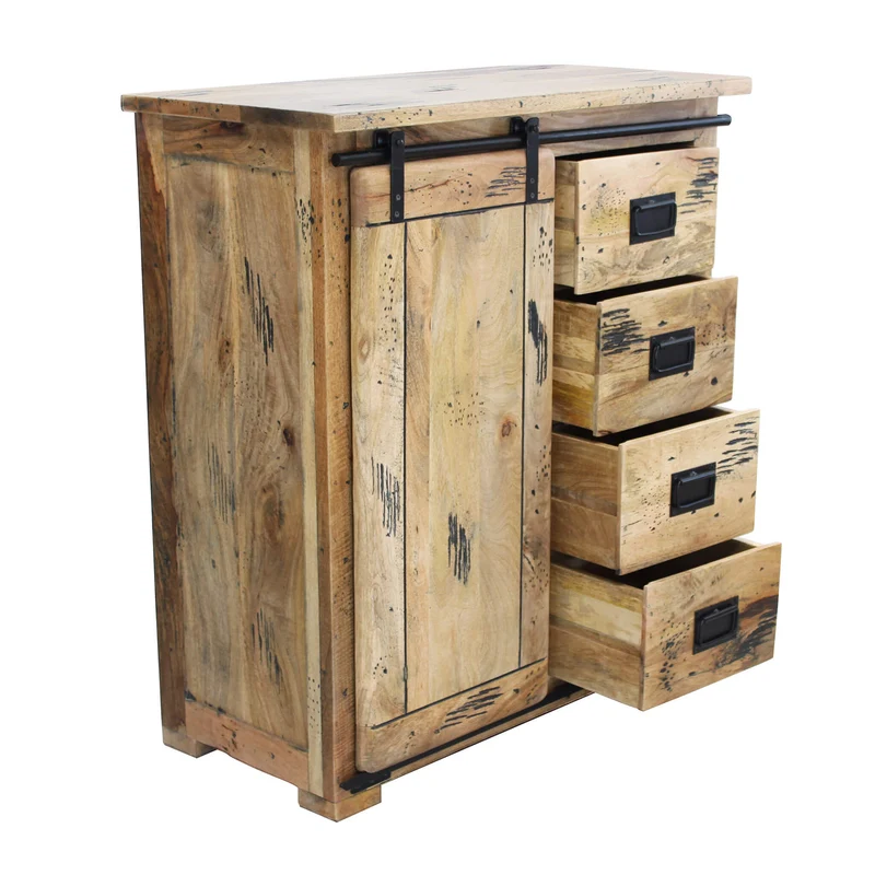 Cassettiera per soggiorno Industrial in Legno cm 90x45x100 - RICK