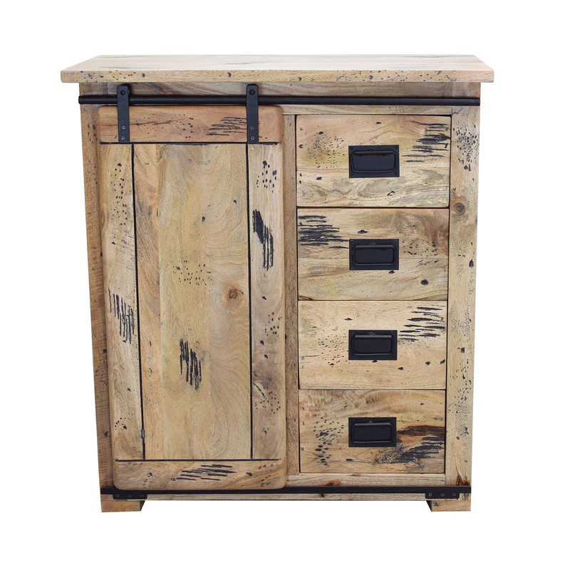 Cassettiera per soggiorno Industrial in Legno cm 90x45x100 - RICK