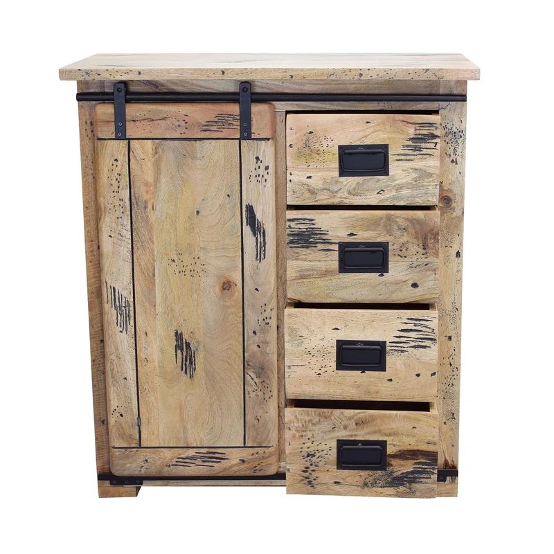 Cassettiera per soggiorno Industrial in Legno cm 90x45x100 - RICK