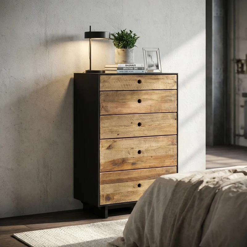 Cassettiera in Pino riciclato cm 70x40x110 - PINE