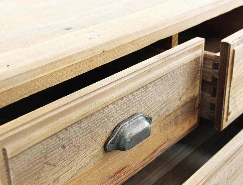 Cassettiera con 5 cassetti in Pino riciclato cm 90x48x100 - PINE