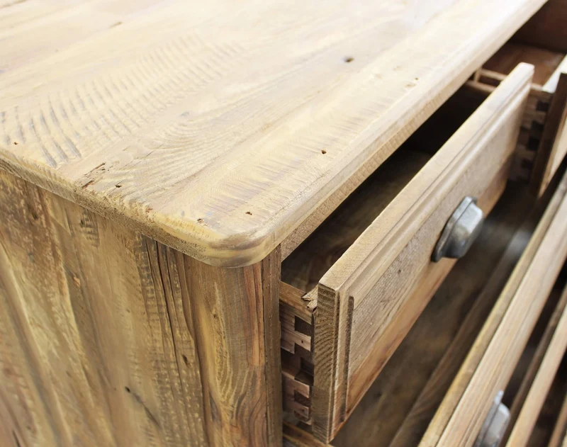 Cassettiera con 5 cassetti in Pino riciclato cm 90x48x100 - PINE