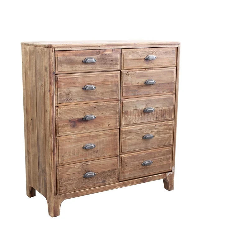 Cassettiera con 10 cassetti in Pino riciclato cm 105x48x113 - PINE