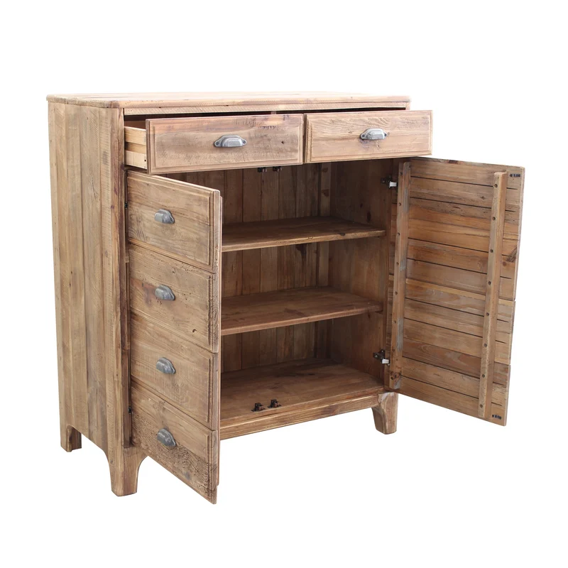Cassettiera con 10 cassetti in Pino riciclato cm 105x48x113 - PINE
