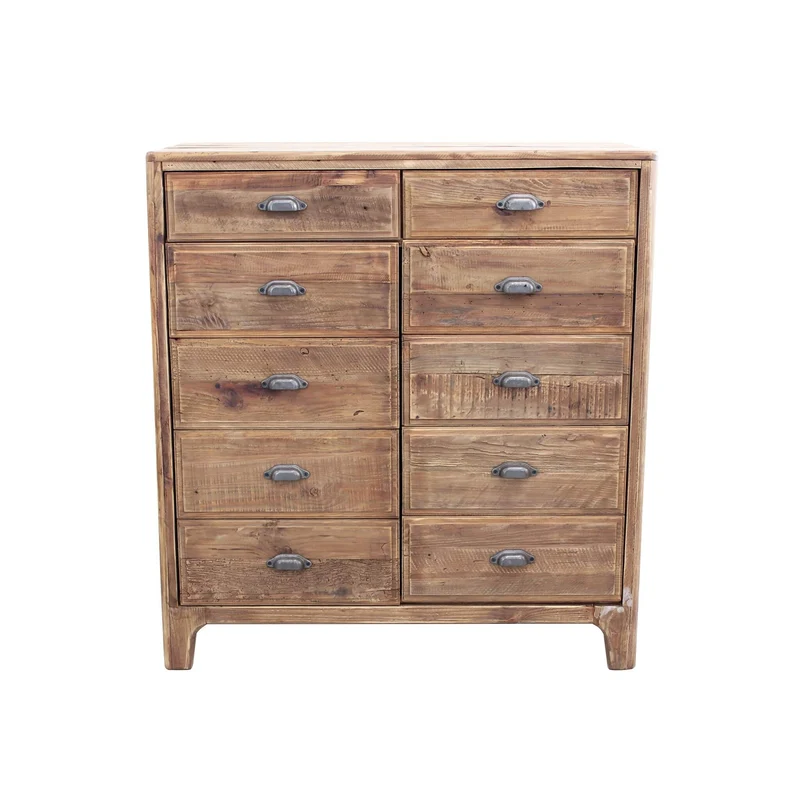 Cassettiera con 10 cassetti in Pino riciclato cm 105x48x113 - PINE