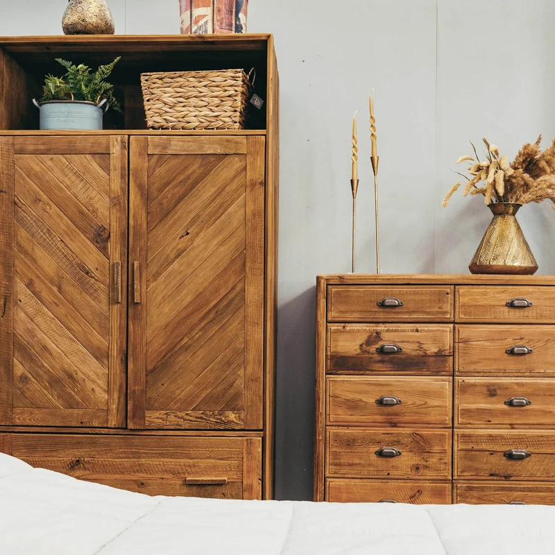 Cassettiera con 10 cassetti in Pino riciclato cm 105x48x113 - PINE