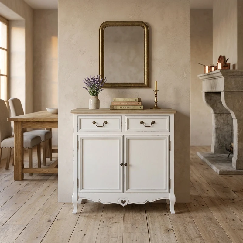 Credenza 2 ante 2 cassetti shabby chic in Legno cm 86x37x85 - JAROD