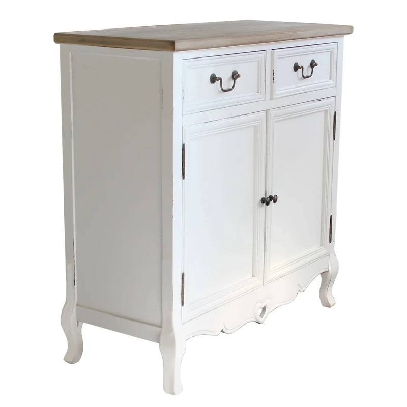Credenza 2 ante 2 cassetti shabby chic in Legno cm 86x37x85 - JAROD