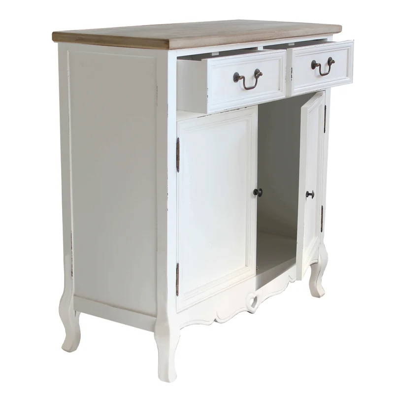 Credenza 2 ante 2 cassetti shabby chic in Legno cm 86x37x85 - JAROD