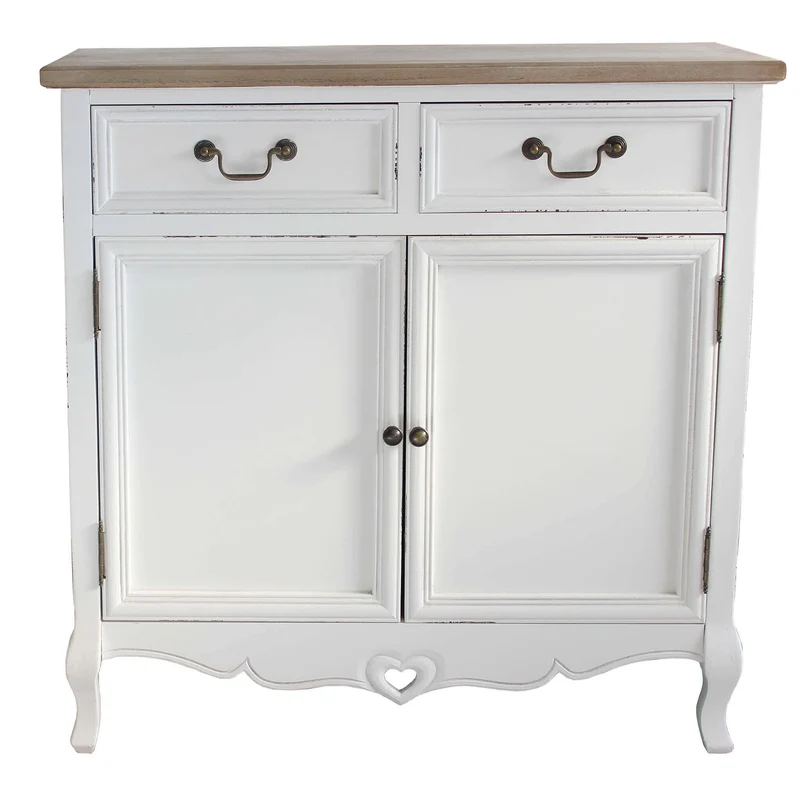 Credenza 2 ante 2 cassetti shabby chic in Legno cm 86x37x85 - JAROD