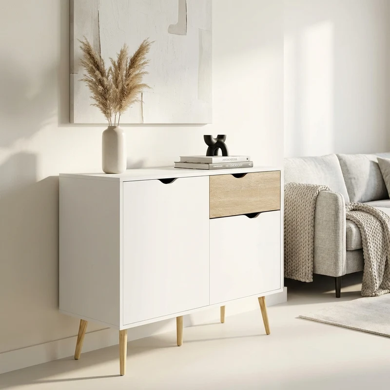 Madia Moderna per soggiorno Industrial in Legno cm 99x39x82 - PALMER