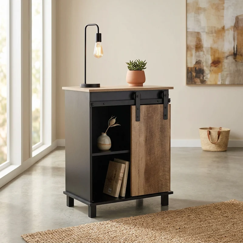 Madia per soggiorno Industrial in Legno Acciaio cm 60x40x78 - TREY