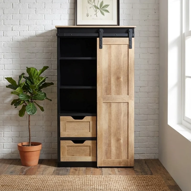Dispensa per soggiorno Industrial in Legno Acciaio cm 80x160x40 - TREY