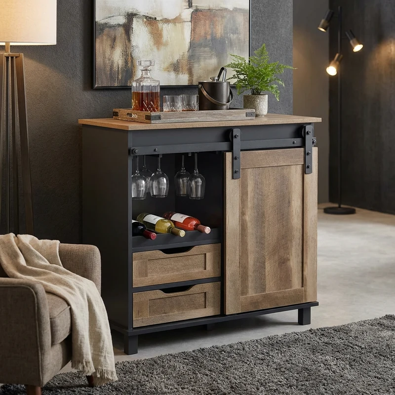 Madia per soggiorno Industrial in Legno Acciaio cm 80x40x82 - TREY