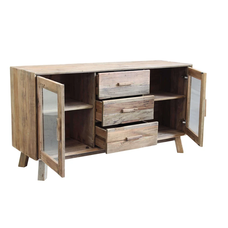 Credenza con 3 cassetti in Pino riciclato cm 160x48x85 - PINE