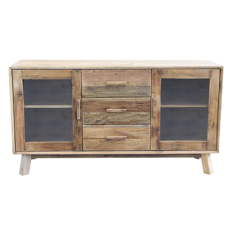 Credenza con 3 cassetti in Pino riciclato cm 160x48x85 - PINE