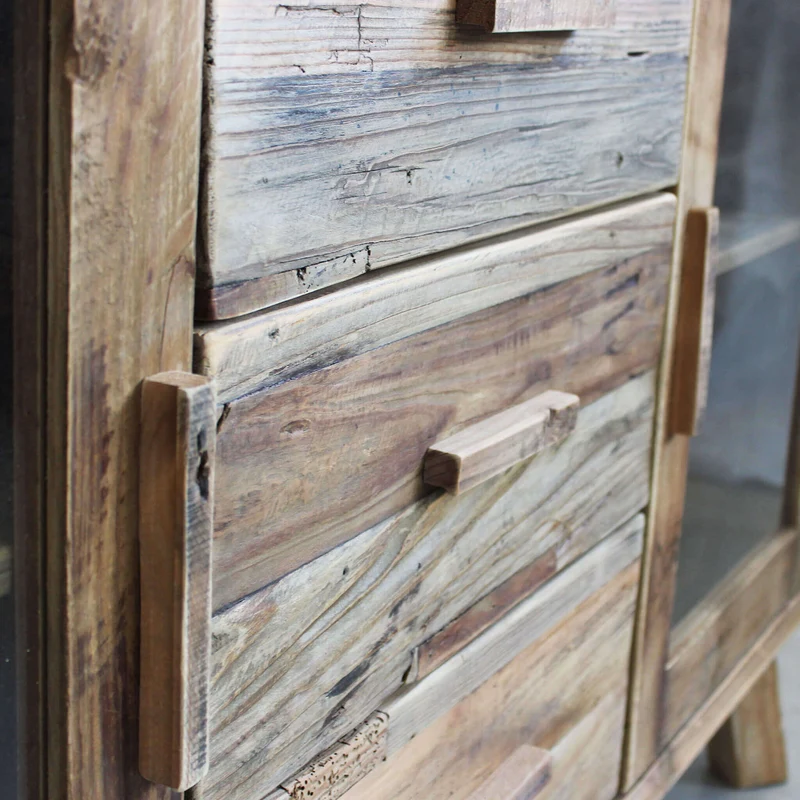 Credenza con 3 cassetti in Pino riciclato cm 160x48x85 - PINE