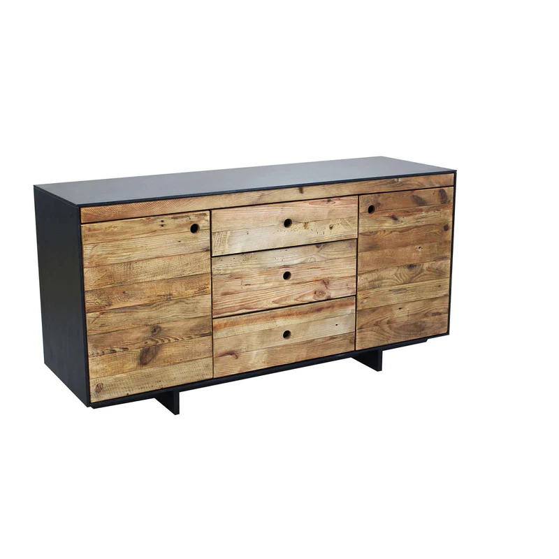 Madia 2 ante 3 cassetti in Pino riciclato cm 150x48x76 - PINE