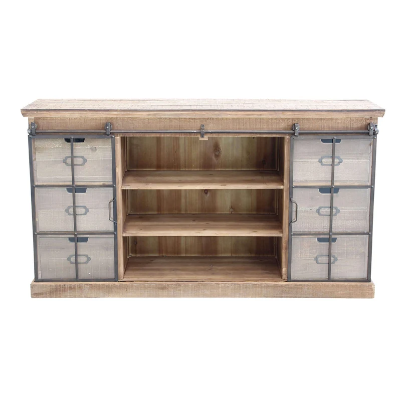Madia per soggiorno Industrial in Legno Vetro cm 147 5x39x81 5 - XZAVIER