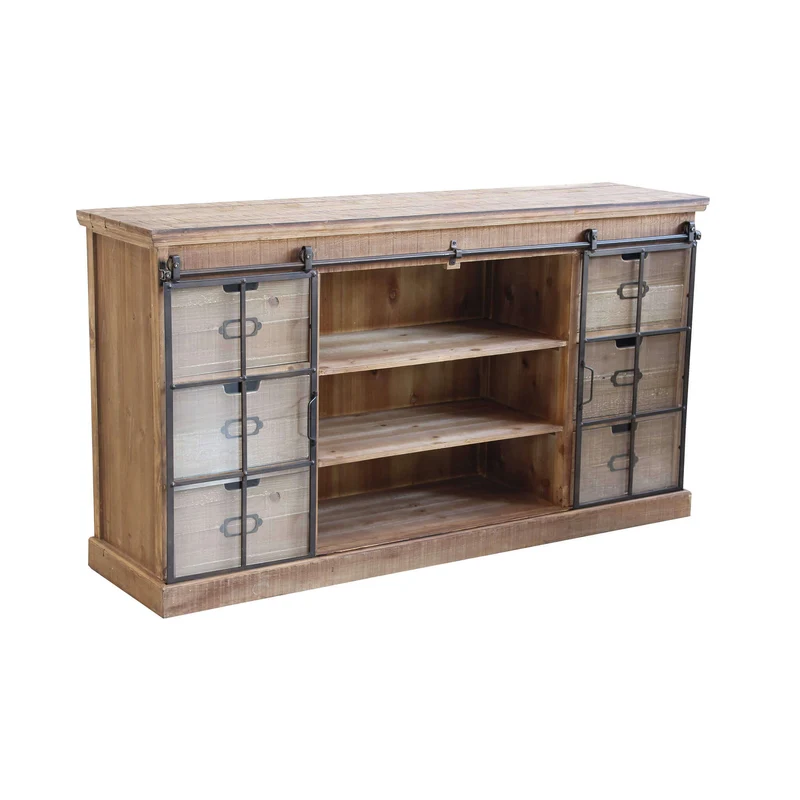 Madia per soggiorno Industrial in Legno Vetro cm 147 5x39x81 5 - XZAVIER