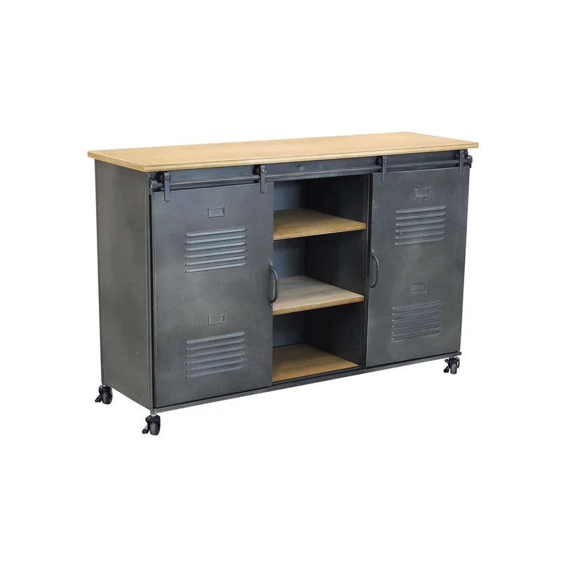 Madia per soggiorno Industrial in Acciaio Legno cm 116x40x77 - RUDOLPH