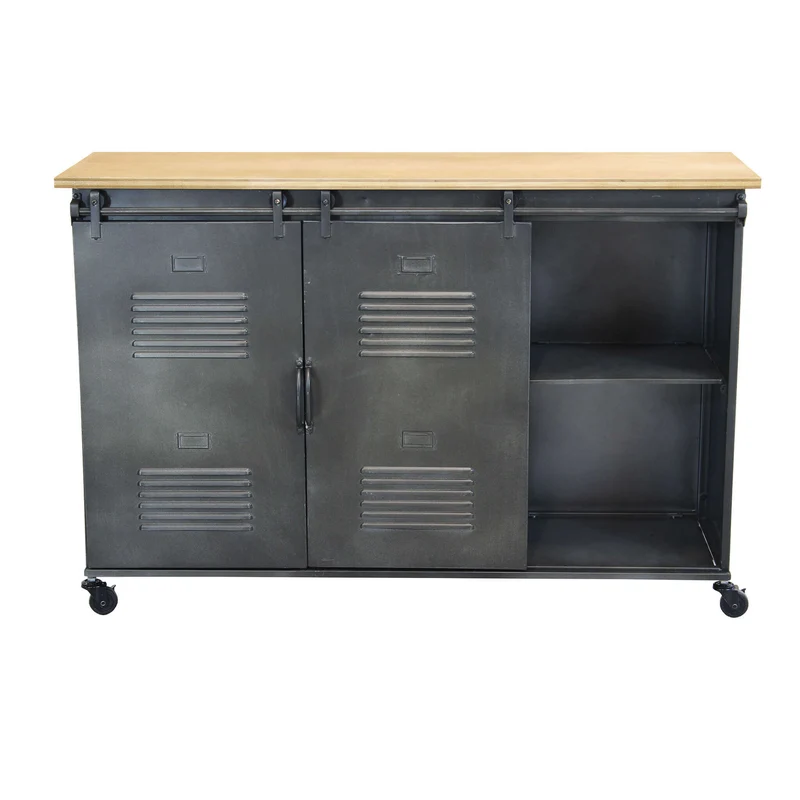 Madia per soggiorno Industrial in Acciaio Legno cm 116x40x77 - RUDOLPH