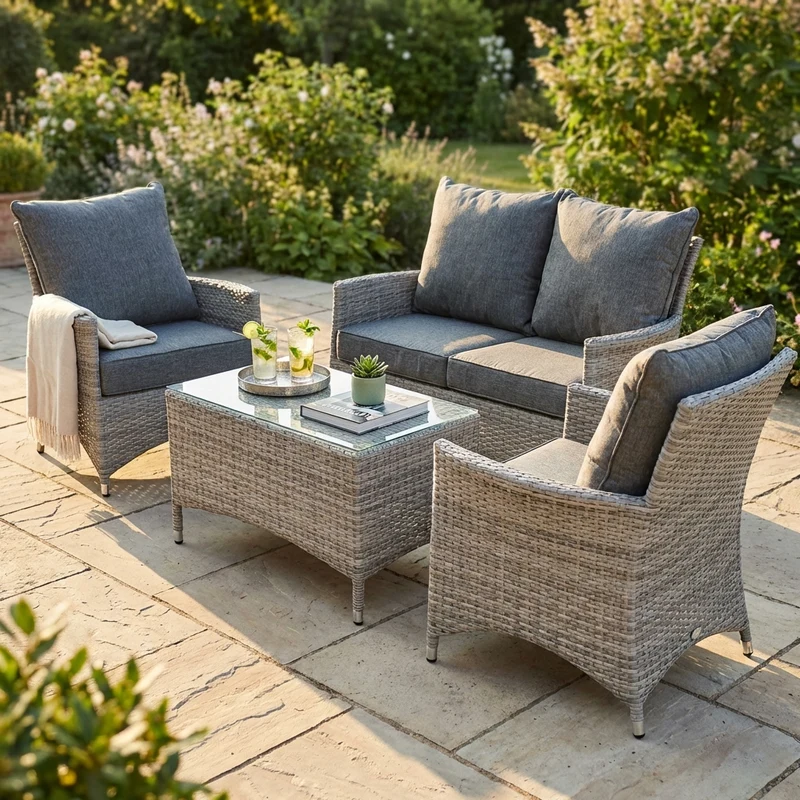 Salotto da Giardino con cuscini 4 posti in Alluminio Wicker - ERNIE