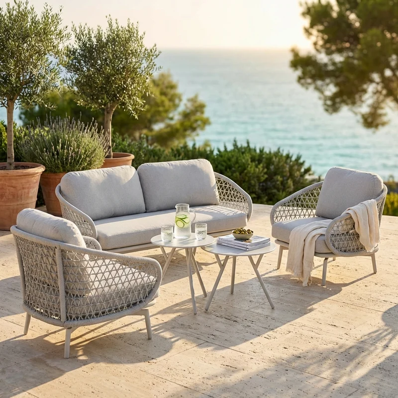 Salotto da Giardino con cuscini 5 posti in Alluminio - RAY