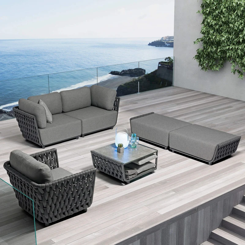 Poltrona angolare destra in Alluminio Textilene Poliestere cm 85x102x83 - ZED