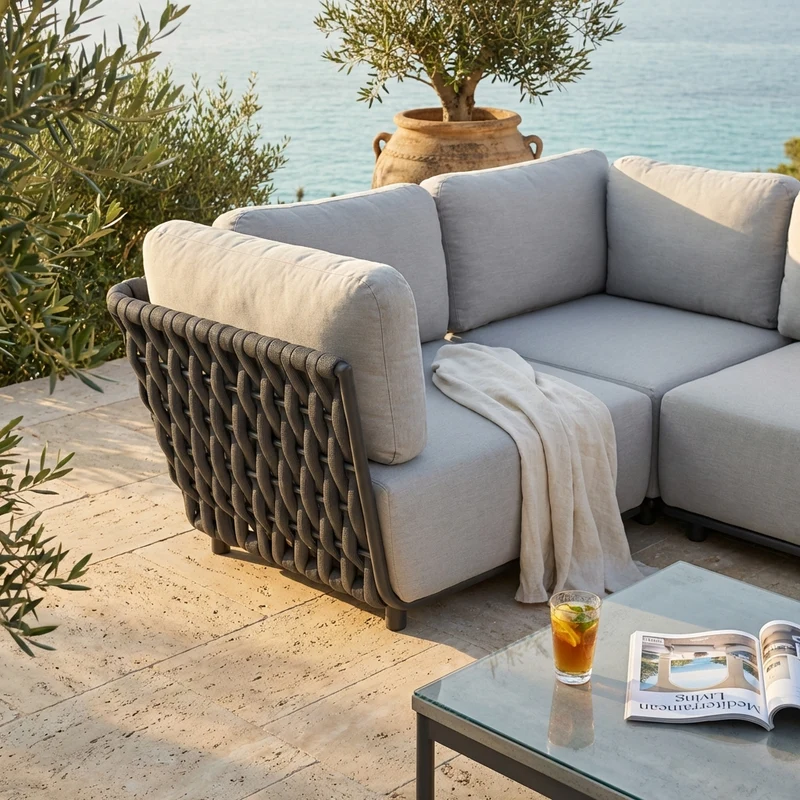 Poltrona angolare sinistra in Alluminio Textilene Poliestere cm 85x102x83 - ZED