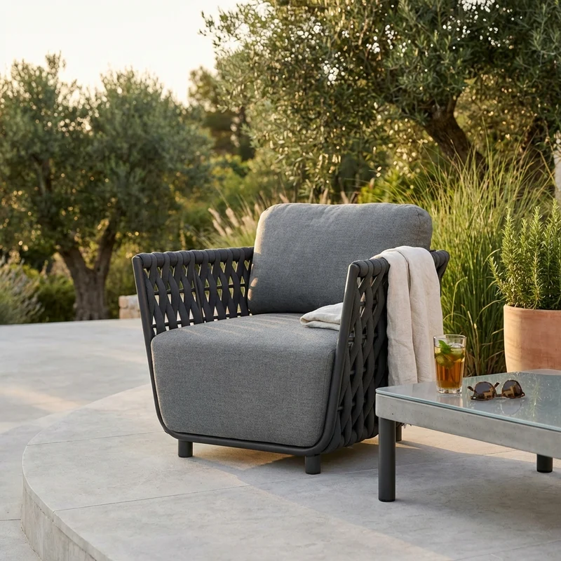 Poltrona da Giardino in Alluminio Textilene Poliestere cm 85x93x83 - ZED