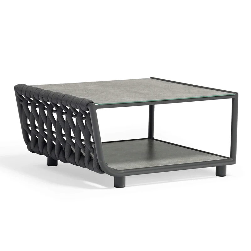 Tavolino per Salotto da Giardino in Alluminio Textilene Poliestere cm 71x81x40 - ZED