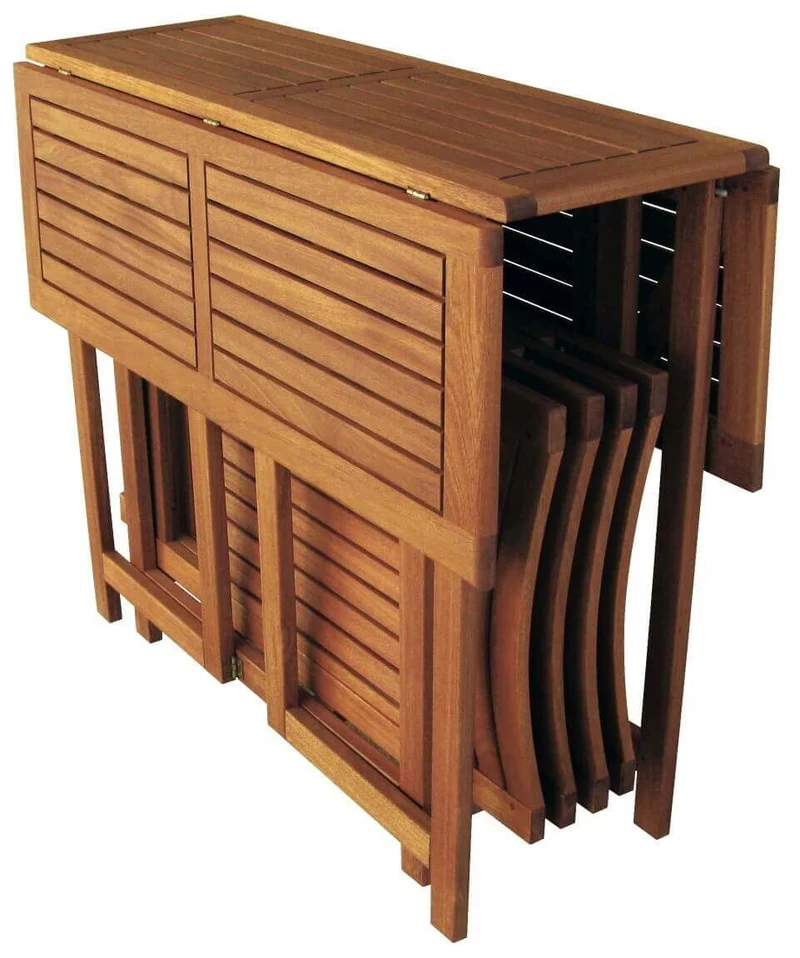 Set tavolo da Giardino Pieghevole con 4 sedie in Legno Acacia cm 90x90x74 - JONATHON
