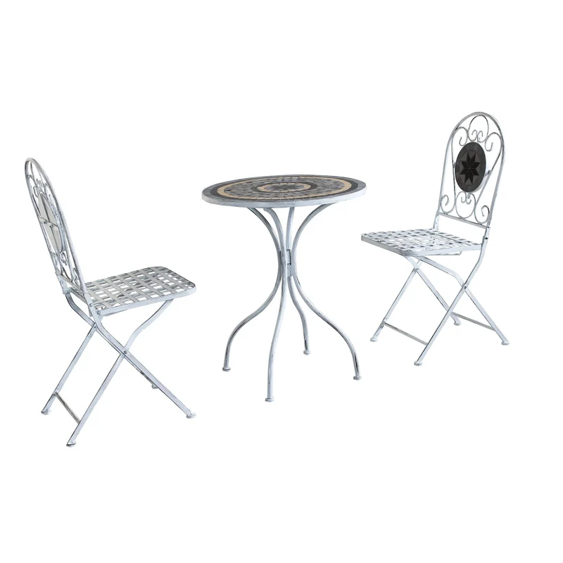 Set tavolo con 2 sedie stile provenzale in Acciaio Cemento cm 60x60x72 - BRETT