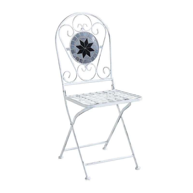 Set tavolo con 2 sedie stile provenzale in Acciaio Cemento cm 60x60x72 - BRETT
