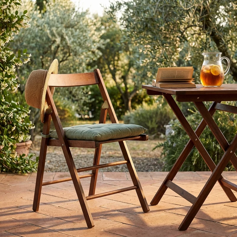 Sedia da Giardino Pieghevole Salvaspazio in Legno cm 88x43x40 - WELDON