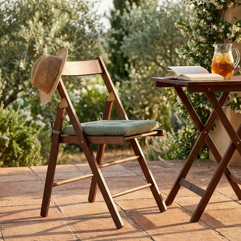 Sedia da Giardino Pieghevole Salvaspazio in Legno cm 88x43x40 - WELDON