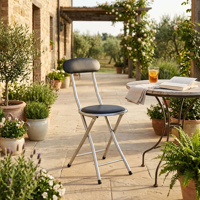 Sgabello Pieghevole Salvaspazio in Acciaio PVC cm 30x30x75 - SUNNY
