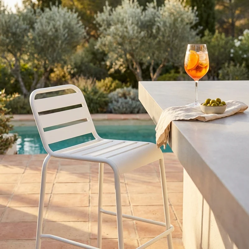 Sgabello da Giardino Impilabile in Acciaio cm 50x51x95 - ROWLEY